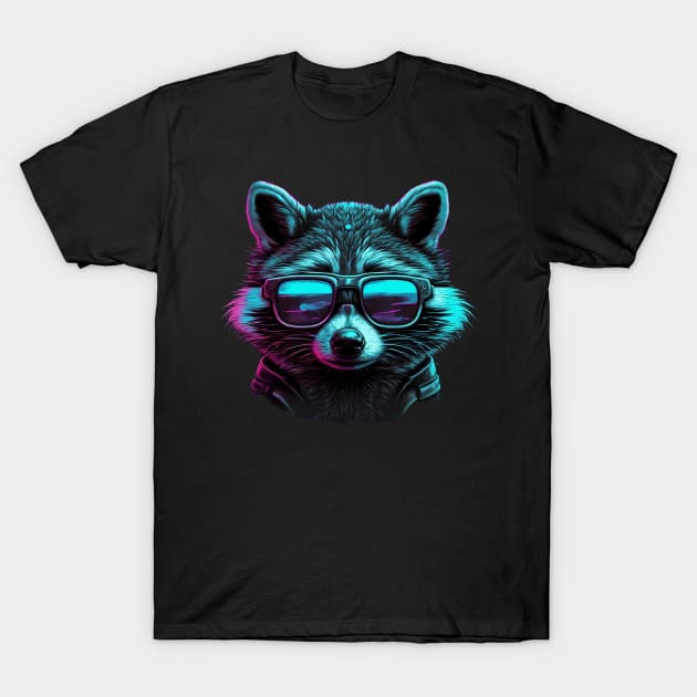 80's Retro Synthwave Raccoon Wearing Sunglasses T-Shirt by JB.Collection